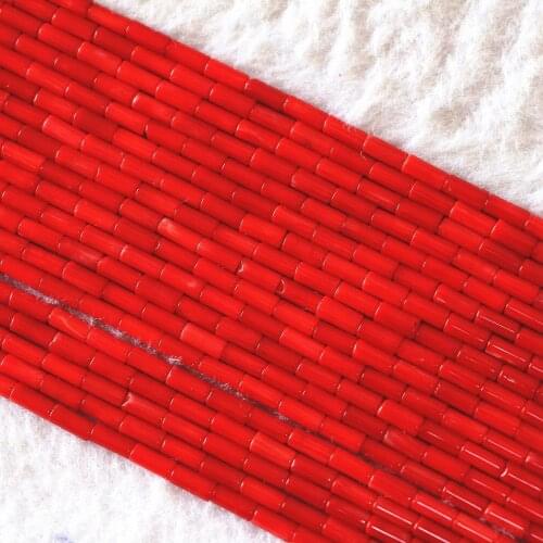 Natural red orange coral 5x2mm 9x4mm column tube stone loose beads fashion women party prom gifts diy jewelry making 15inch B608