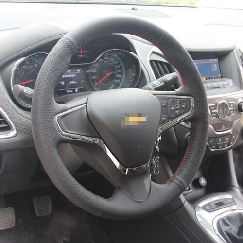 New Anti Slip Black Leather Steering Wheel Stitch on Wrap Cover For Chevrolet Cruze 2015