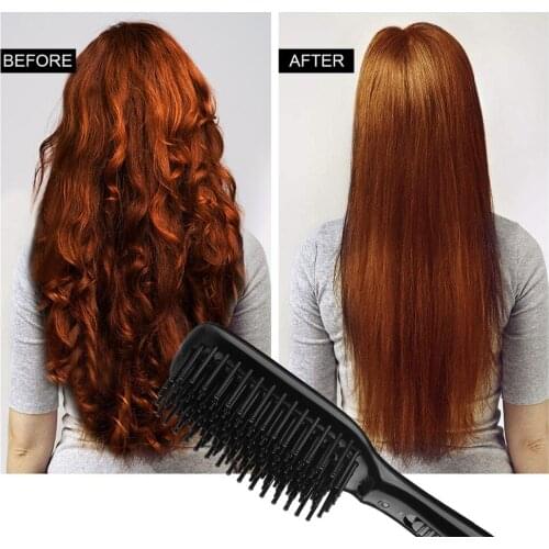 O'bella Hair Straightener Brush 100-240V 45 Second Fast Heat Up 28mm Long&High Density Comb Teeth Anion Hair Straightener Brush
