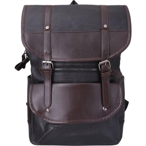 2020 Vintage PU Leather Laptop Backpacks Men Travel Rucksack Large Capacity Waterproof Retro Bagpack