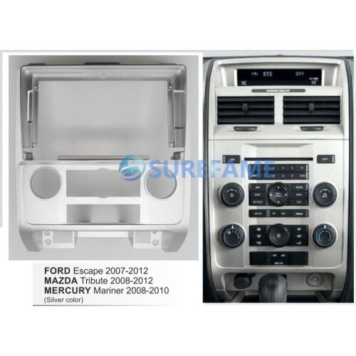 9 inch Car Fascia Radio Panel for MAZDA Tribute 2008-2012 / FORD Escape 2007-2012 (Silver) Dash Kit Install Facia Bezel Plate