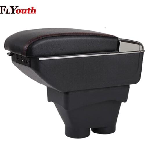 For Peugeot 208 2014-2018 Car Armrest Box Usb Charging Heighten Double Layer Central Store Content Cup Holder Ashtray Accessory