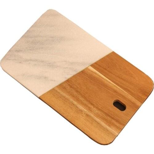 Marble Steak Bread Tray Natural Marble Pattern Stitching Tray Rectangular Wood Splicing Cutting Board