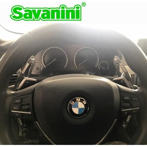 Savanini 2pcs Aluminum Steering Wheel DSG Shift Paddle Gear Shifter extension For BMW 6 series auto car styling sticker free