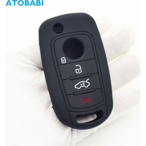 Silicone Car Key Cases Skin For Fiat 500X Toro Tipo Egea Cronos Neon 2018 4 Buttons Folding Remote Control Fobs Protector Cover
