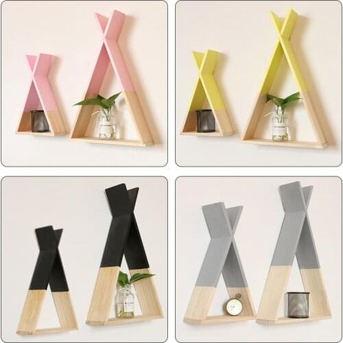 Nordic Nursery Wooden X Hanging Storage Rack For Kids Room Decor Need Assemble by yourself Kids Room Decor Wood Shelf Wall Rack