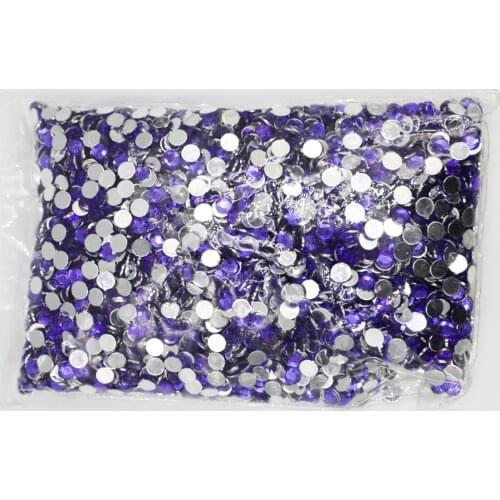 Tanzanite Color 1.5~12mm Flat Back Round Acrylic Rhinestones Beads,3D Acrylic Nail Art / Garment Decoration