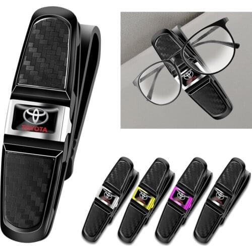 Universal ABS Car Glasses Clip Sunglasses Card Ticket Pen Holder Accessories For Toyota Corolla Avalon Supra Yaris Camry Tacoma
