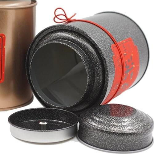 Xin Jia Yi Packaging Metal Tin Box For Tea Golden Color Large Round Double Lid Tinplate Strong Luxury Fashion Metal Container