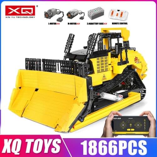 XQ 22011 High-Tech Car Toys MOC 20008 APP RC Motorized Bulldozer Set Crane Dump Truck Building Blocks Kids Christmas Gifts