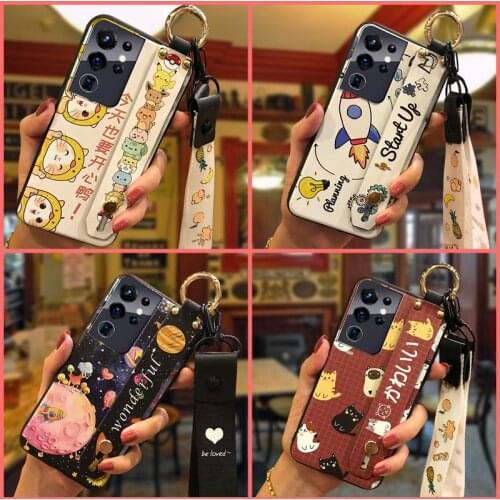 Back Cover Original Phone Case For Samsung Galaxy S21 Ultra/SM-G998 Cute Anti-dust For Girls Wristband