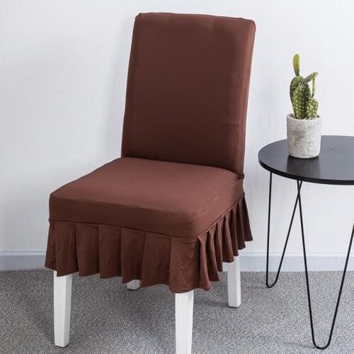 Solid Color Spandex Hotel Chair Protector Cover Half Skirted Stretch Elastic Dining Room Chair Seat Slipcover Removable