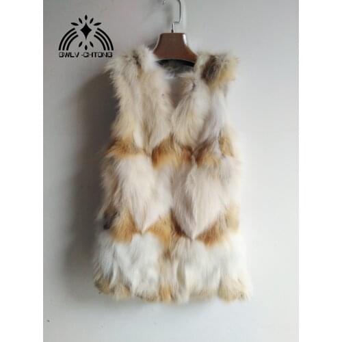 New genuine Real natural fox fur Vest women long gilet winter jacket customized big size
