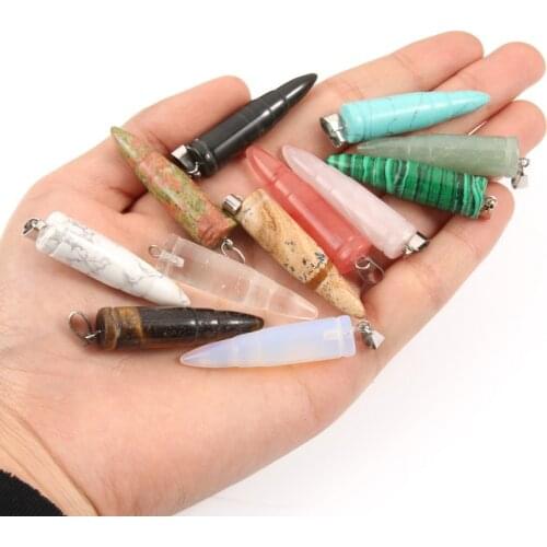 1pcs 43mm Natural Stone Gem Pendant Bullet GEOMETRIC Charms Pendants for Jewelry Making Handmade Diy Bracelet Necklace Wholesale