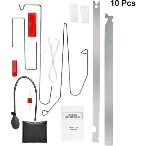 10pcs Car Emergency Tool Car Window Door Key Lost Kit Inflatable Air Pump Air Wedge Pry Tool Emergency Open Unlock Pad Tool Kit