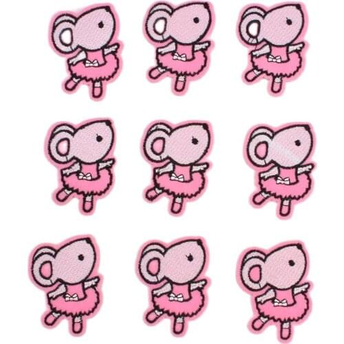 10pcs Embroidered Cute Mouse Stickers Iron On Sew On Cartoon Animal Patches DIY Garments Appliques Jeans Bags Shirts Badge Decor