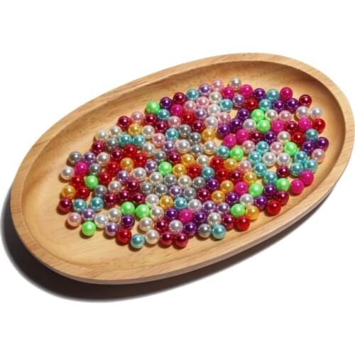 100PCS 8mm Super ShAiny NO HOLE DIY Imitation Garment Beads Ornaments Round ABS loose Pearl Beads for Fashion Hair Acceessories