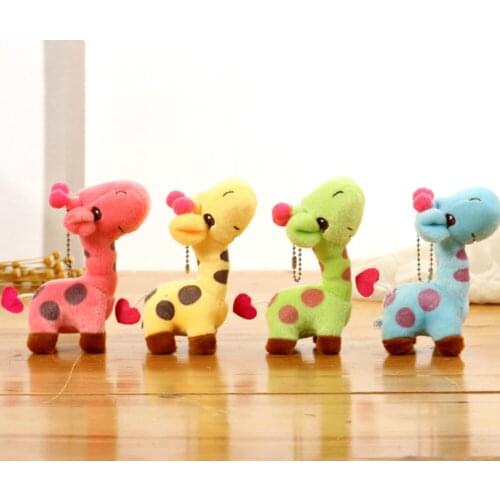 12CMSuper cute fashion creative colorful deer fur pendant Giraffe plush toy wedding bag pendant