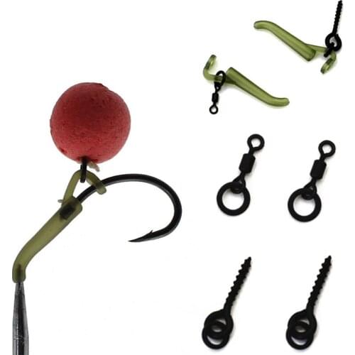 20PCS Carp Fishing Accessories Carp Boilies Bait Screw Hook Line Aligner Micro Ring Swivel Fishing for Hair Chod Rig Make Tackl