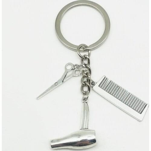 2020 Glamour Key Chain Hairdresser Gift Comb Scissors Hair Dryer Car Interior Accessories Jewelry Gift Keychain