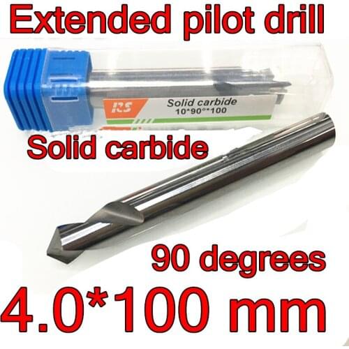4.0*100 mm*90degrees 2pcs/set Solid carbide Extended pilot drill Cemented carbide cutting tools Free shipping