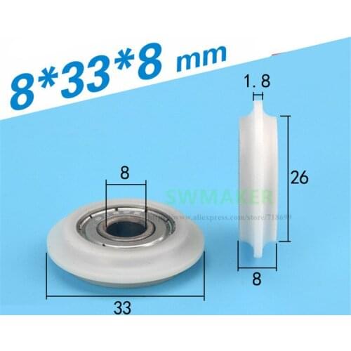 8*33*8 mm outer convex Y V groove pulley rolling pulley deep groove ball bearing plastic bags plastic coated bearing wheel