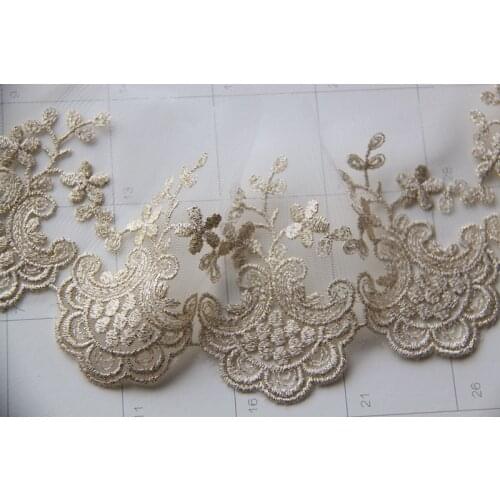 9CM Width Handmade Garment Accessories Gold Thread Mesh Embroidery Lace Trim