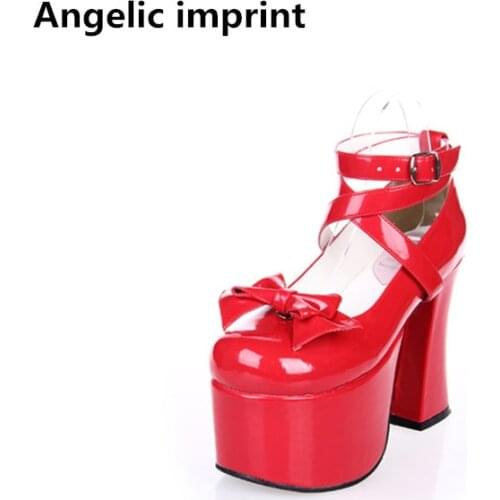 Angelic imprint woman mori girl lolita cosplay shoes lady super high heels pumps women princess dress party shoes 33-47 12.5cm