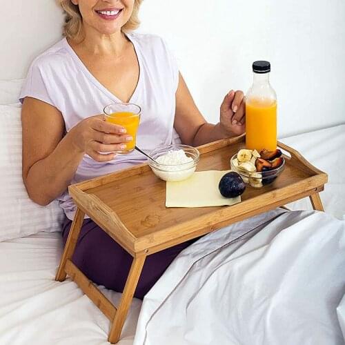 Bamboo Bed Tray For Eating Breakfast In Bed Tray With Folding Legs And Handles For Bed Tray Table For Bedroom, Chair & Sofa