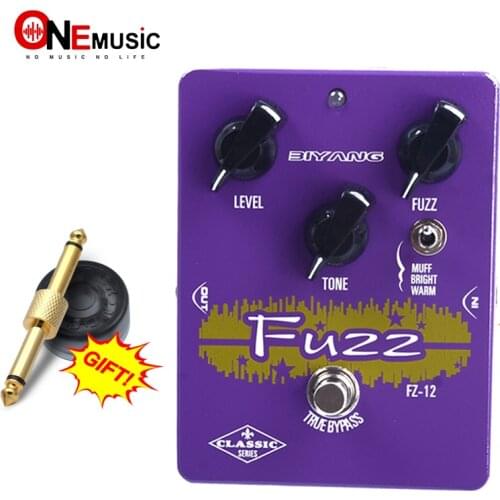 Biyang FZ-12 Controls Level/ Tone/ Fuzz Electric Guitar Pedal True Bypass Effect Custom Purple With Gold pedal Connector
