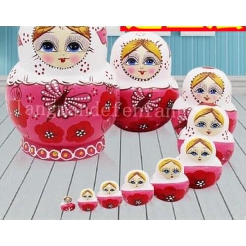 Large Russian set of baby shake sound genuine 10 puzzle toys hand-painted traditional handmade linden wood drying 10