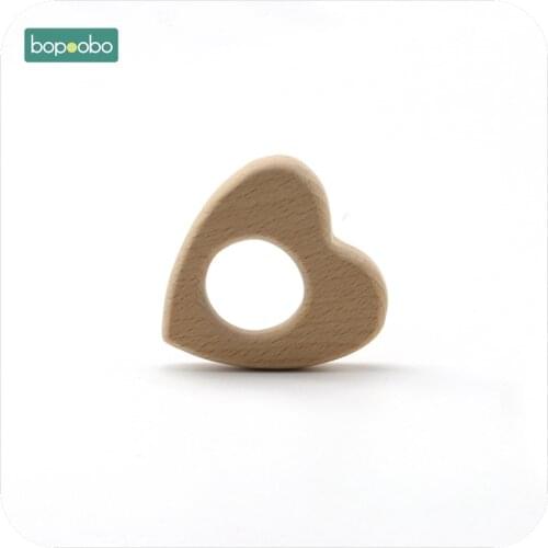 Bopoobo Wooden Heart Teether 1pc Chew Beech Wooden DIY Jewelry Teething Accessories Nursing Bracelet Baby Teether