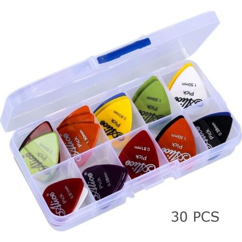 1 Box Case 50/30pcs Guitar Picks Alice Acoustic Electric Bass Pic Plectrum Mediator Guitar Accessories Thickness 0.58 - 1.5 mm