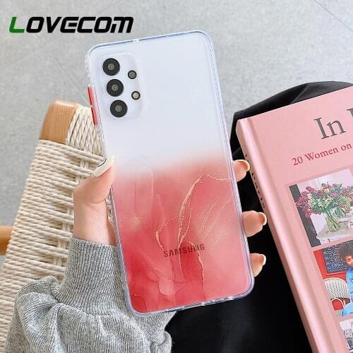 Gradient Vintage Marble Clear Phone Case For Samsung Galaxy S21 S20 Plus S20 FE Note 20 Ultra A51 A71 A21S Soft IMD Bumper Cover