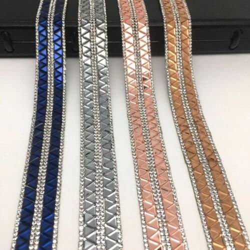 Hotfix Rock Diamond Crystal Ribbon Trimming 1Yard/Lot 20mm Width Rhinestone Chain Applique Banding for DIY Accessories