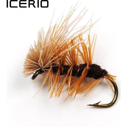 ICERIO 10PCS Deer Hair Caddis Dry Flies Trout Fly Fishing Lures #12