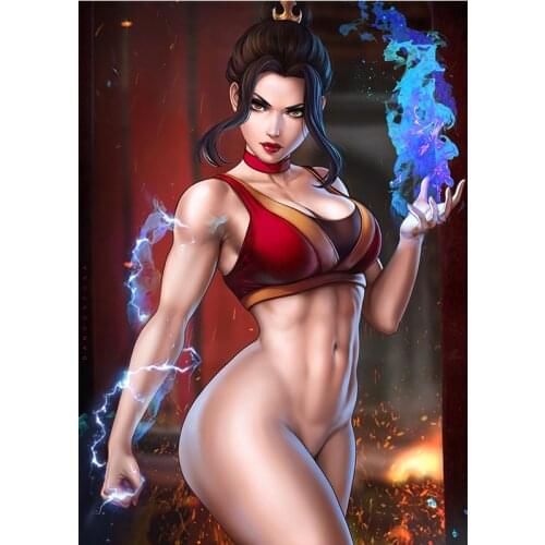 Blue Lightning Fire Woman Warrior Canvas Art Posters and Prints Anime Sexy Girl Wall Pictures Paintings for Bedroom Decoration