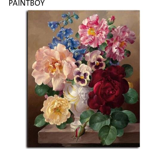 PAINTBOY Framed Pictures Painting By Numbers Modern Flower Handwork Canvas Oil Painting Home Decor For Living Room GX7055