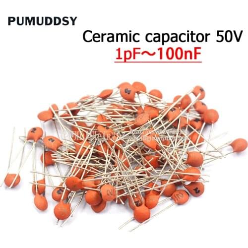 100PCS Ceramic Capacitor 50V 1pF ~ 100nF 0.1uF 104 4.7PF 10PF 22PF 33PF 47PF 100PF 101 220PF 10NF 330PF 470PF 1NF 103 47NF 473