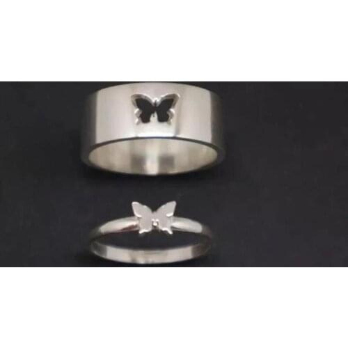 Butterfly Ring Hollow Out Couple Ring Lovers Ring Jewelry Gifts Steel Women Fashion For Lover Men Size 5-11