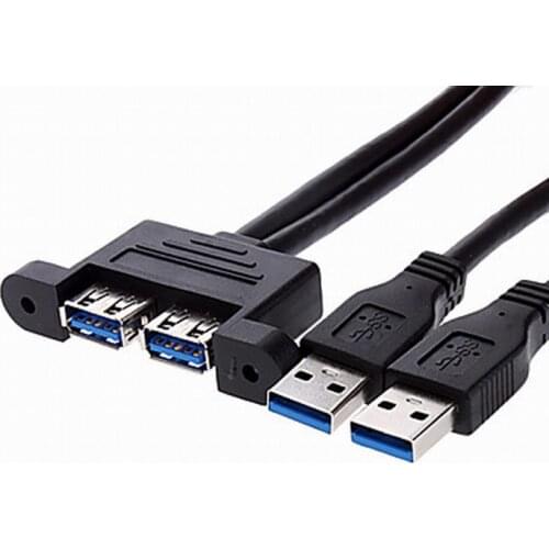 Combo two USB 3.0 male to USB 3.0 Female Extension Cable 50cm with screw Panel Mount holes 30cm 100cm
