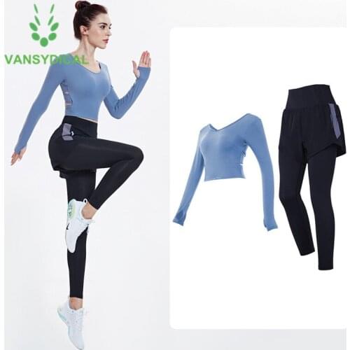 New Women Workout Yoga Set Fitness Sports Suit Leggings and Cropped Top Outfit 2pcs Gym Clothing Jogging Sportswear with Padded