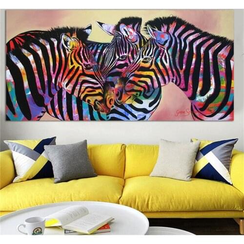 Colorful Zebra Cuadros Decoration Posters and Prints Wall Pictures for living room Home Decor Canvas Painting Dropshipping