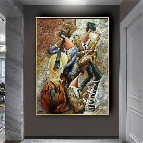 Simple Design Square Size Oil Painting for Living Room Hand-painted Impression Double People Figures Oil Painting Small Painting