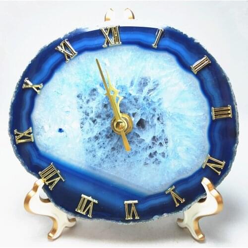 12-13cm Agate Slices Horologe Natural Crystal Quartz Clock Healing Home decoration