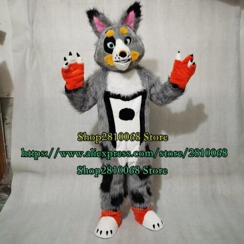 Hot Sale Long Hair Fox Dog Mascot Costume Furry Cartoon Birthday Party Fancy Dress Cosplay Adult Size 1147