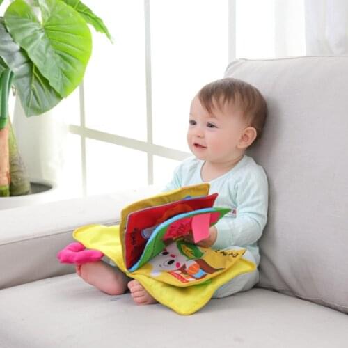 12 Pages Hot Educational Baby Toys Hot Infant Kids Early Development Cloth Books Cartoon Animal Learning Unfolding Activity Book