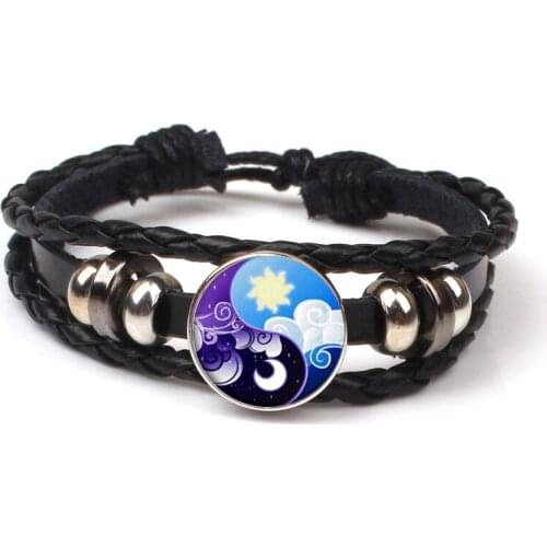 Fashion Retro Fashion Tai Chi Yin Yang Pattern Multilayer Leather Bracelet Yin Yang Logo Charm Bracelet Party Souvenir Gifts