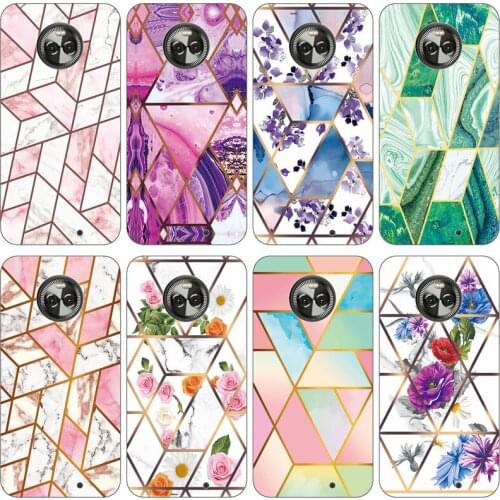 Soft Phone Case for Motorola Moto Z / Moto X4 XT1900 Funda Glossy Colorful Flower Silicone Phone Back Cover Geometric Marble