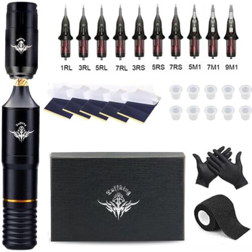 Professional Rotary Tattoo Machine Set Wireless Power Supply With Cartridges Needle Permanent Makeup Machine For Tattoo Body Art